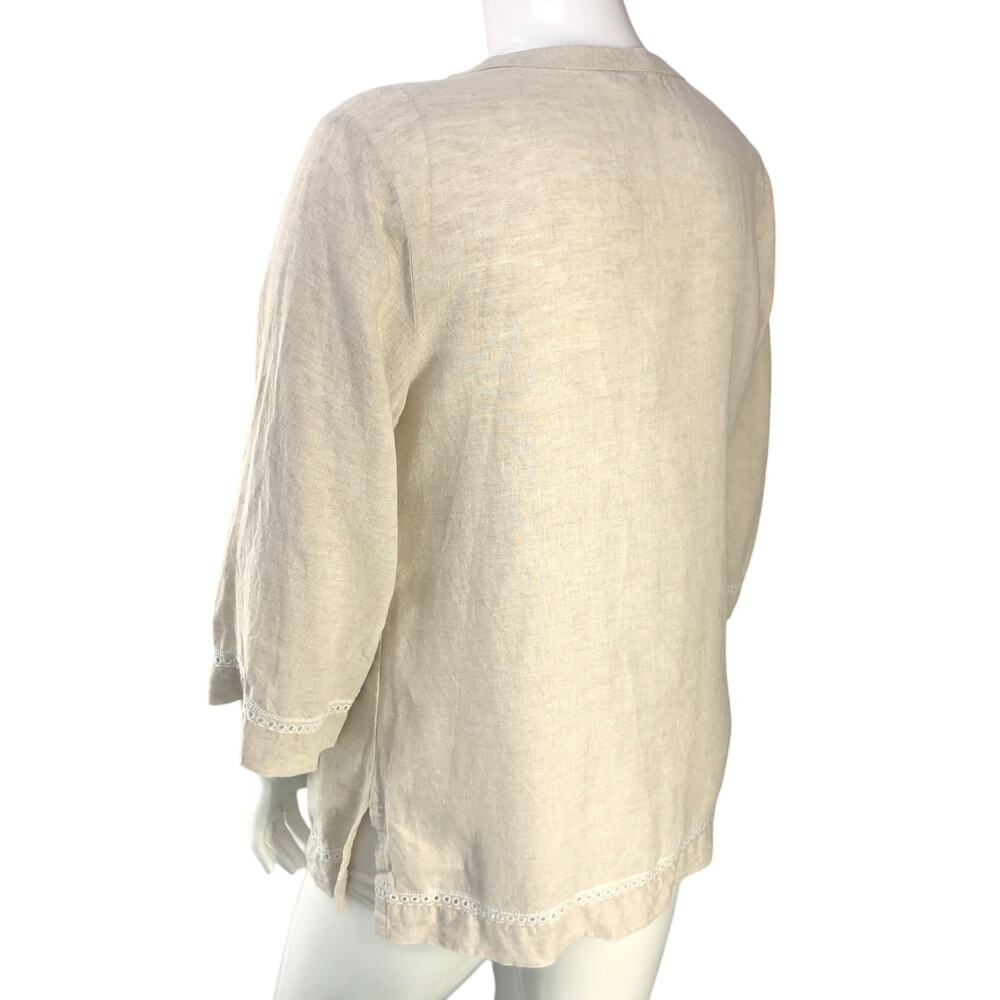 Tommy Bahama Womens Size L Tunic Top Embroidered Beaded Linen *TINY FLAW - Picture 7 of 16